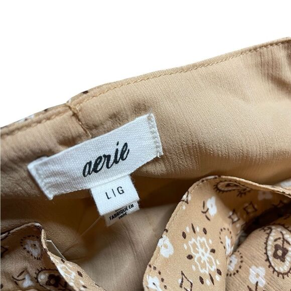 NWT AERIE Wrap Tie Skirt Brown Paisley Size Large - Picture 8 of 9